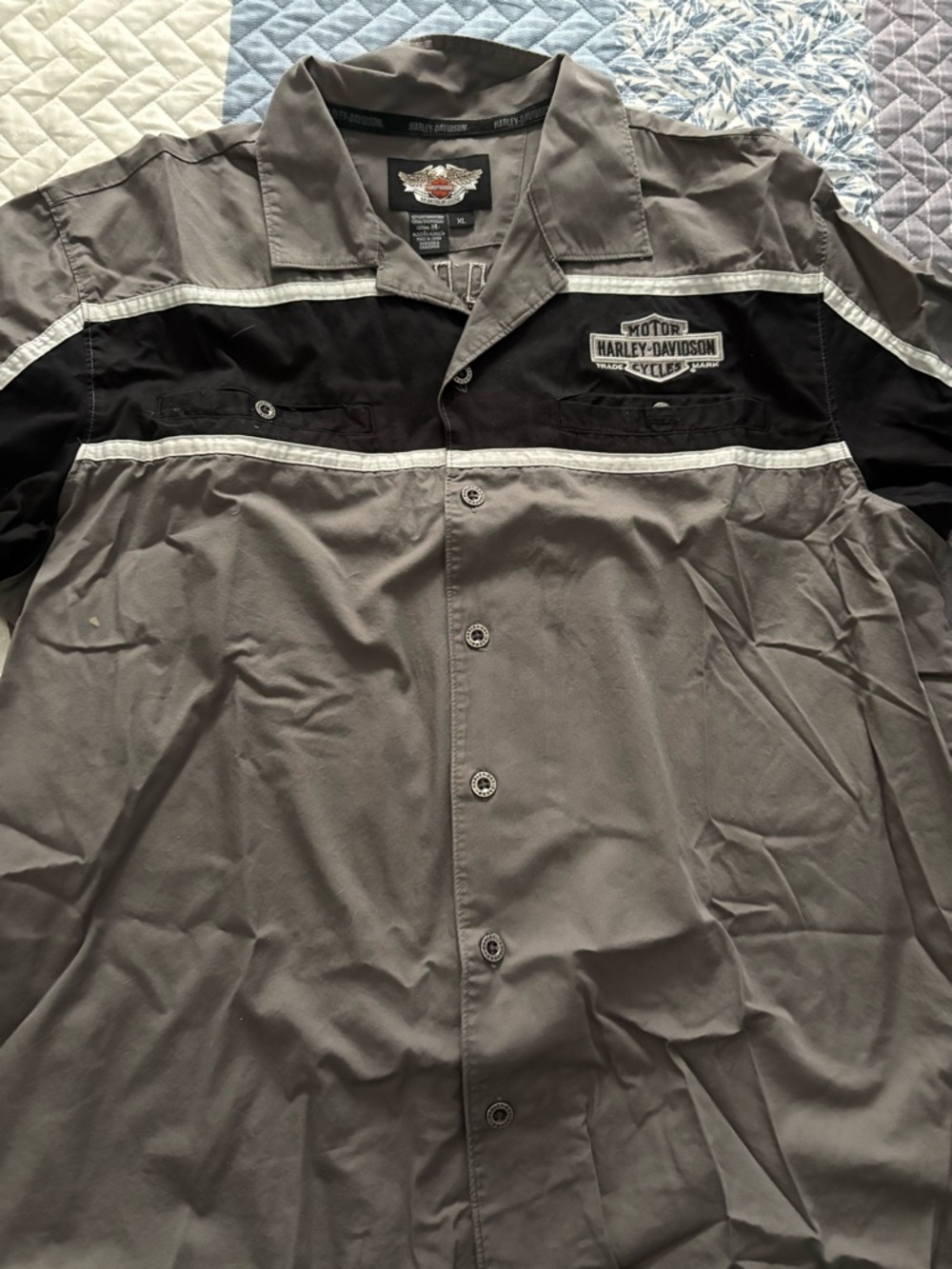 Harley-Davidson Gray & Black Genuine Motorcycles Mechanic Shirt - Picture 2 of 2